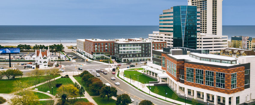 Stockton University Atlantic City aerial view