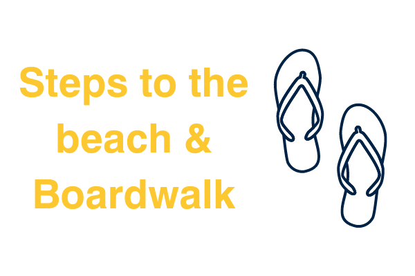 steps to the beach and boardwalk