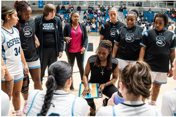 Devin Jefferson draws up a play for her team