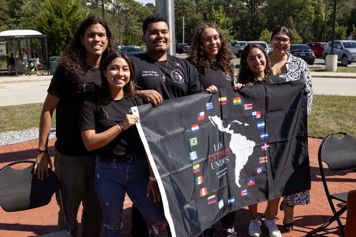 students holding flag 