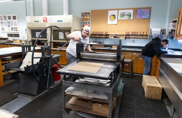 Printmaking student