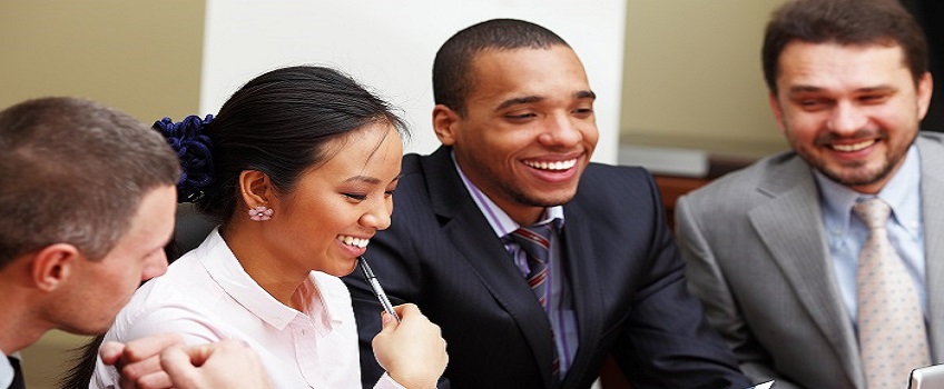 Business students in professional attire.