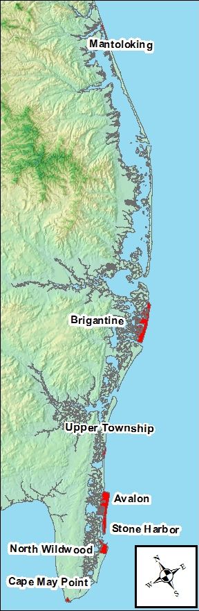 map of the New Jersey shore