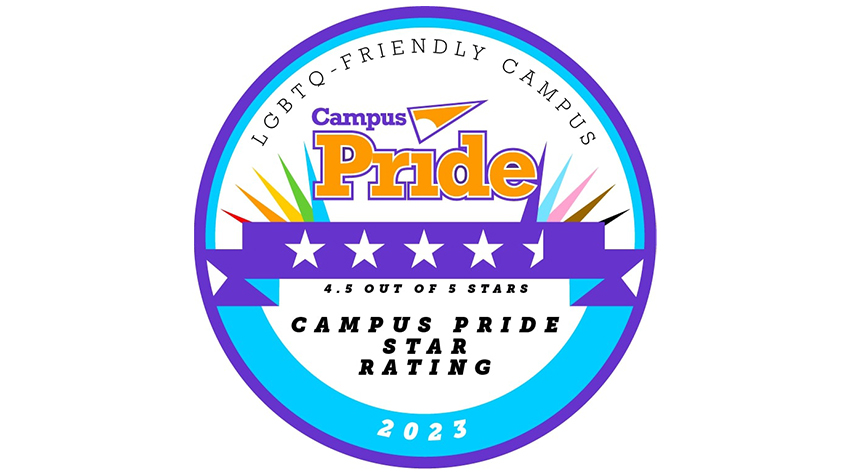 Campus Pride seal that shows Stockton is 4.5/5 stars