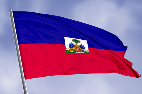 Haitian flag swaying in the wind