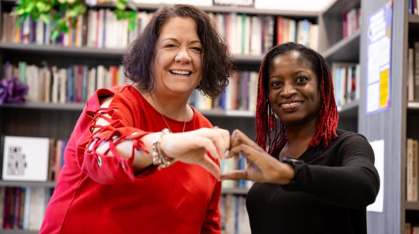 Laurie Dutton and Zupenda Davis during International Women's Day