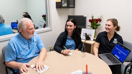 Parkinsons Vision Project participant and students