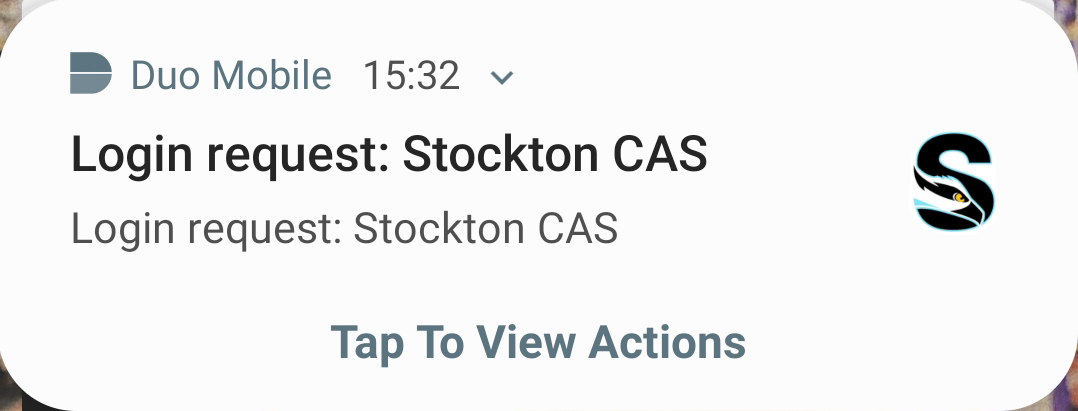 A screenshot showing a push notification for Duo Mobile
