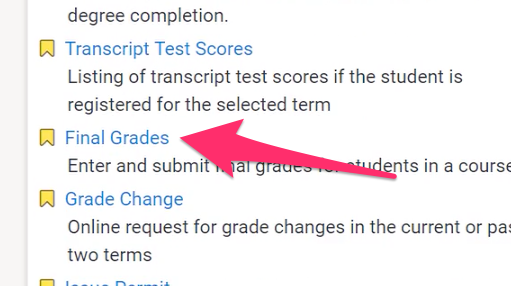 A screenshot depicting the location of the Final Grades link in the Faculty tab of the GoStockton Portal.