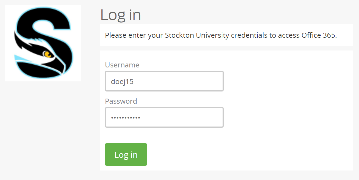 a screenshot of the stockton login page