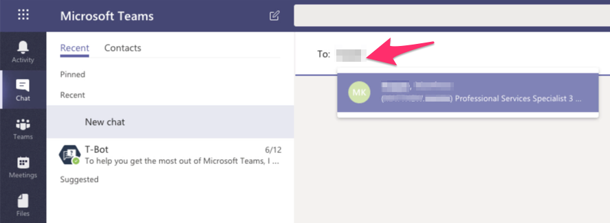 A screenshot depicting the Chat pane in Microsoft Teams for the web.