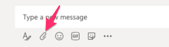 A screenshot depicting the "Attach" button in a chat in Microsoft Teams for the web.