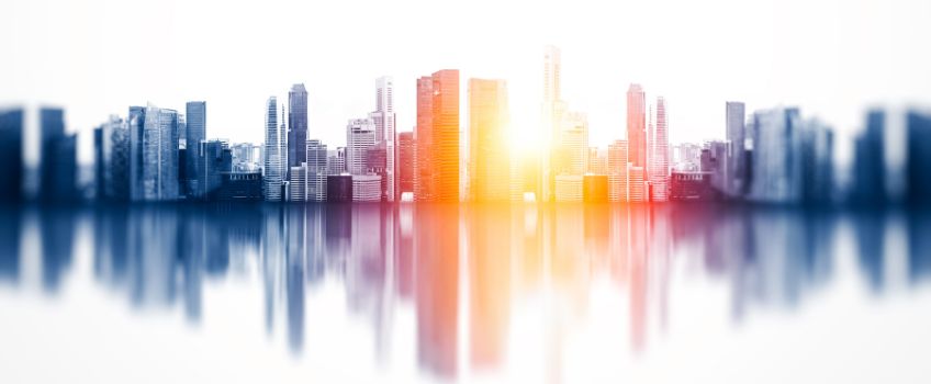 Abstract Image of Atlantic City Skyline with golden glow at center