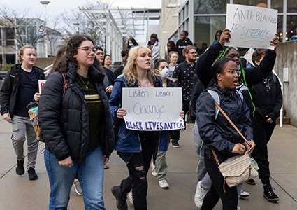 Students at the BLM march