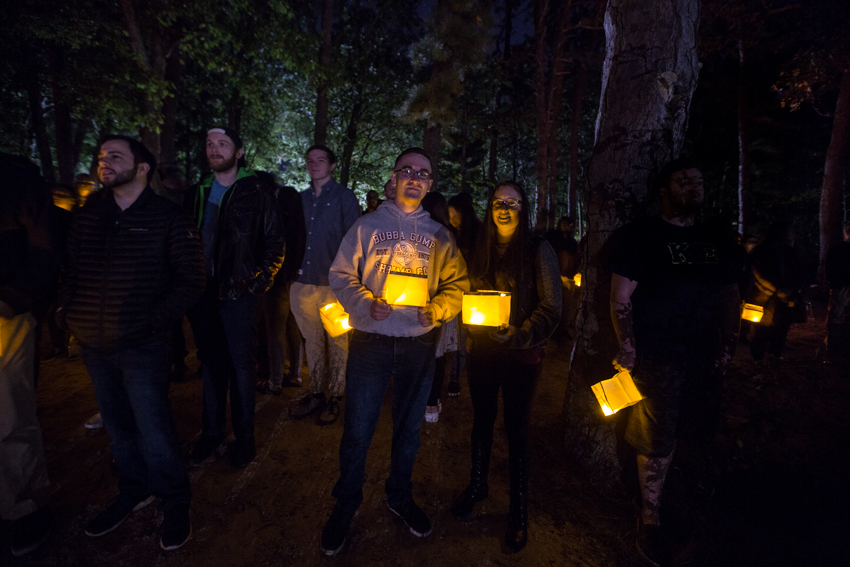 students with lanterns