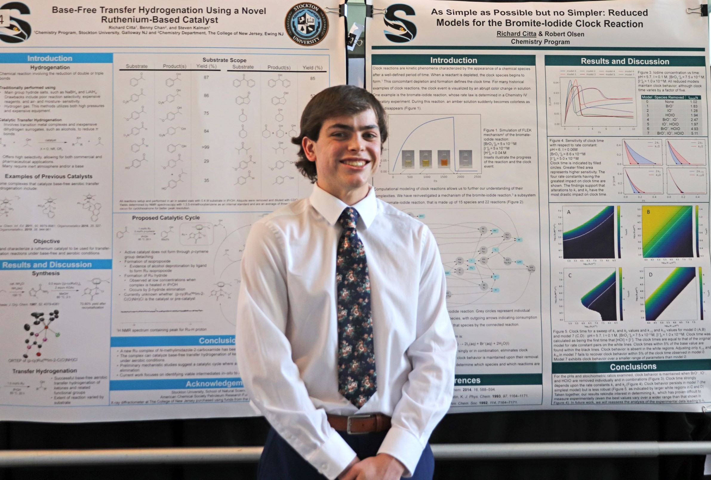 Richard Citta won first place in the NAMS Symposium on April 22. He stands in front of his project.