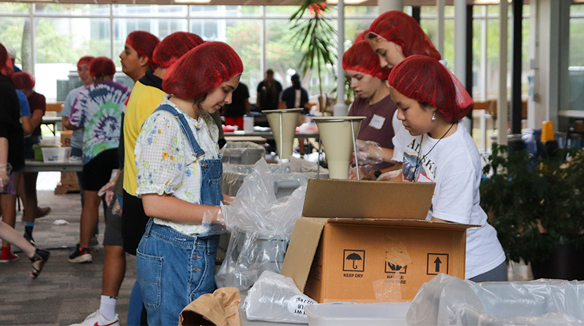 Nikki DiRocco (left) and Melanie Chin (right) working on the project