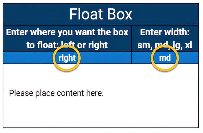 Float box example