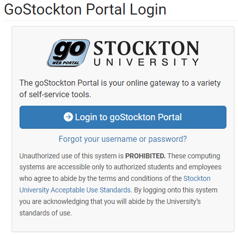 Log into your go.Stockton Portal