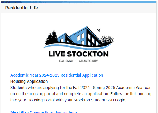 Click on the first link to return to your “Housing Portal”