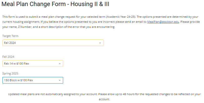 Update the specific “Target Term” and select the appropriate plan from the drop down options