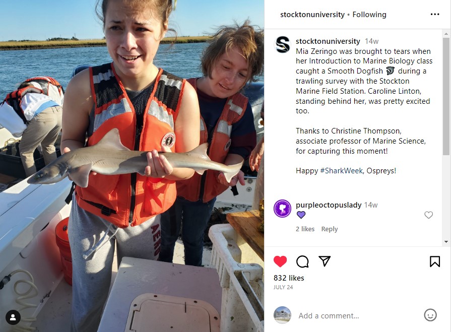 Mia Zeringo brought to tears holding Smooth Dogfish