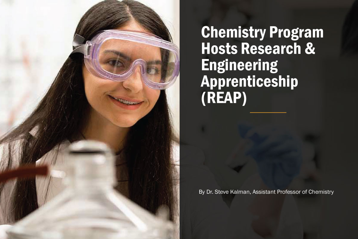 Image of high school REAP apprentice, Yerliz Ortiz, in Stockton's Chemistry Research Laboratory