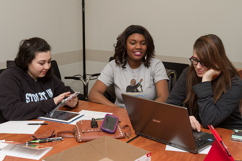 Students in a work study group