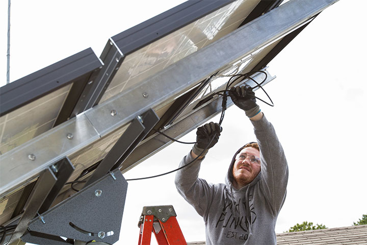 Students get hands-on training in renewable energy systems. 