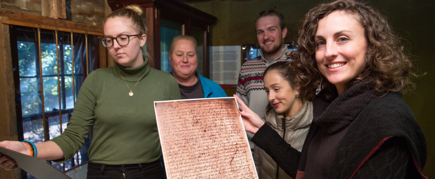 Professor Hornbeck and Anthropology Students Curating the Native American Collection at the Museum of Cape May County