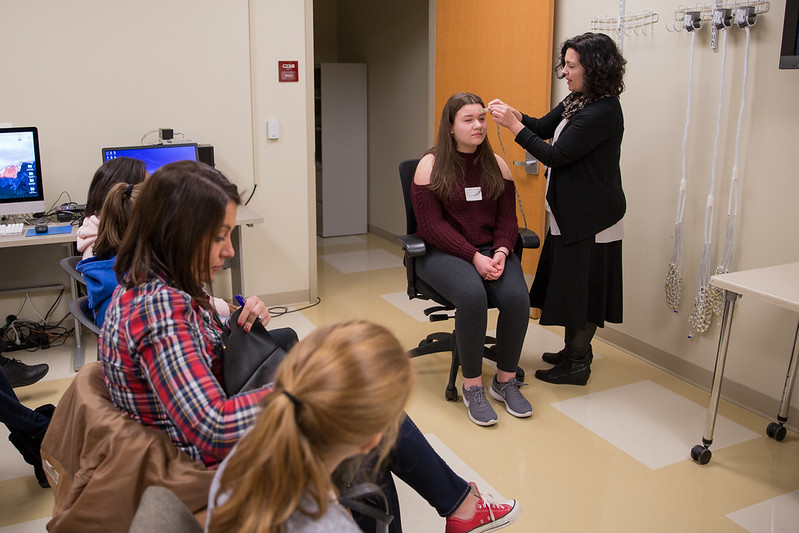 Professor Fleck with student-EEG Lab