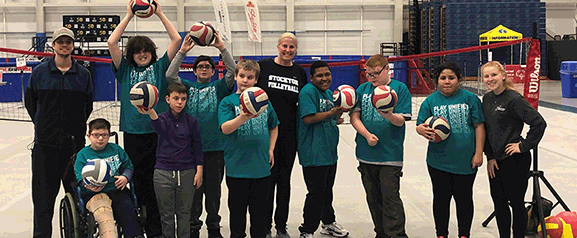Members of the Stockton volleyball team held a clinic for Special Olympics participants