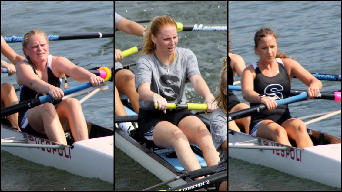 three women rowers 