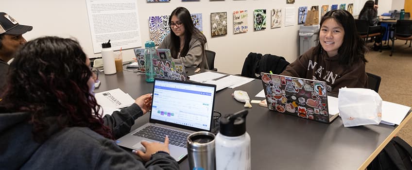 students in library