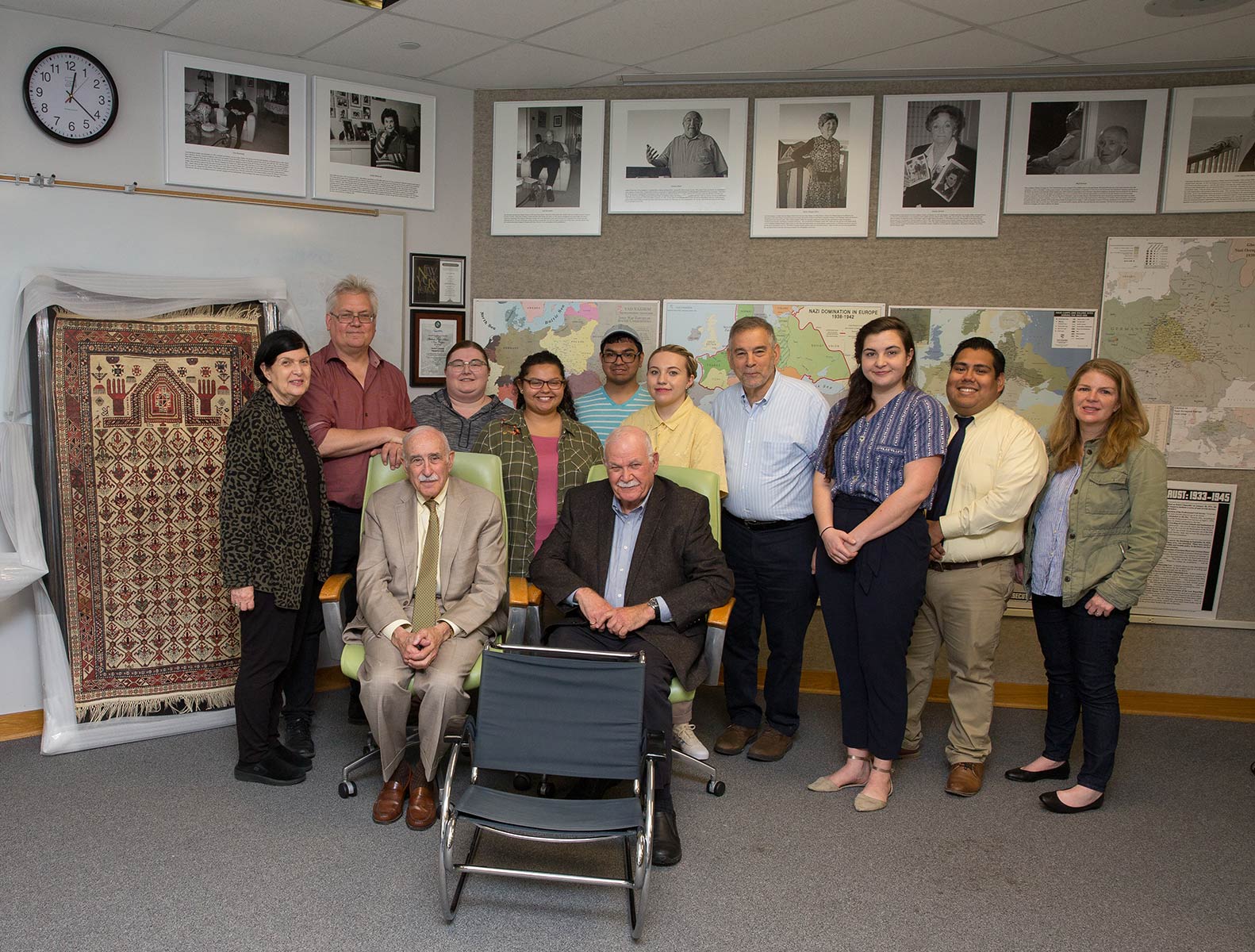 group of students with Leo and Hank Ullman during a recent visit.