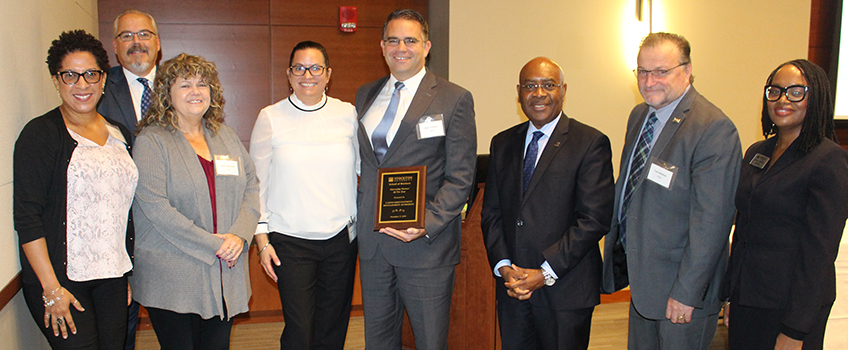 Representatives of the Casino Reinvestment Development Authority received the Internship Partner of the Year Award. Below, also honored were the Ocean County Prosecutor's Office, Spencer Gifts, Richard Malesich CPA, and student interns who had worked with non-profit groups,