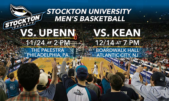 postcard for Stockton University Men's Basketball events