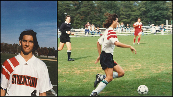 young man playing soccer 