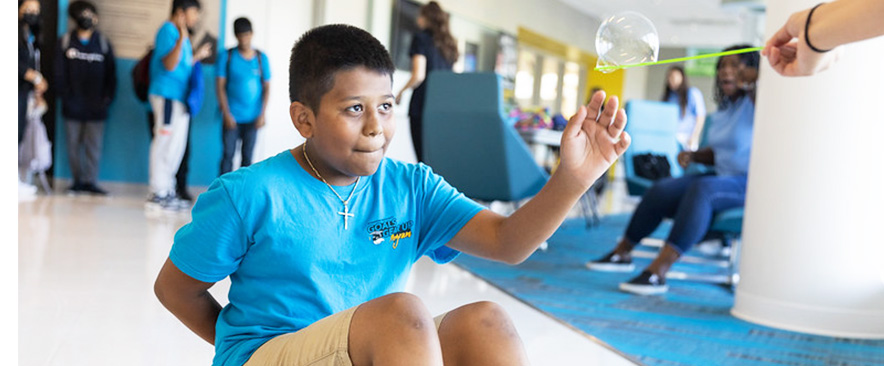 boy participating in activity