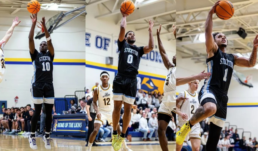 three men's basketball players
