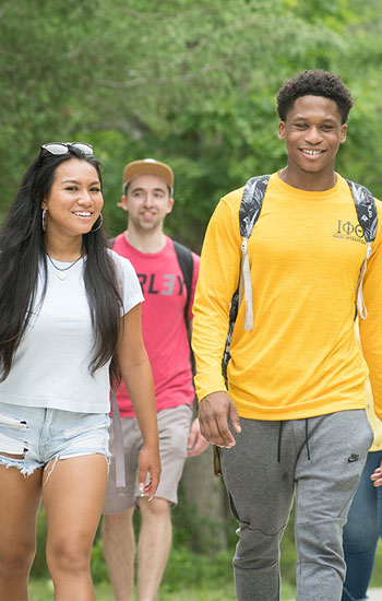 students walking outside