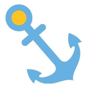 Blue anchor with a yellow circle at the top, symbolizing stability, grounding, and connection.