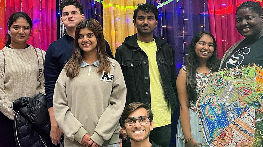 Riya and members of the International Student Organization during the Indian Student Association's Garba night in October. Photo submitted by Riya.